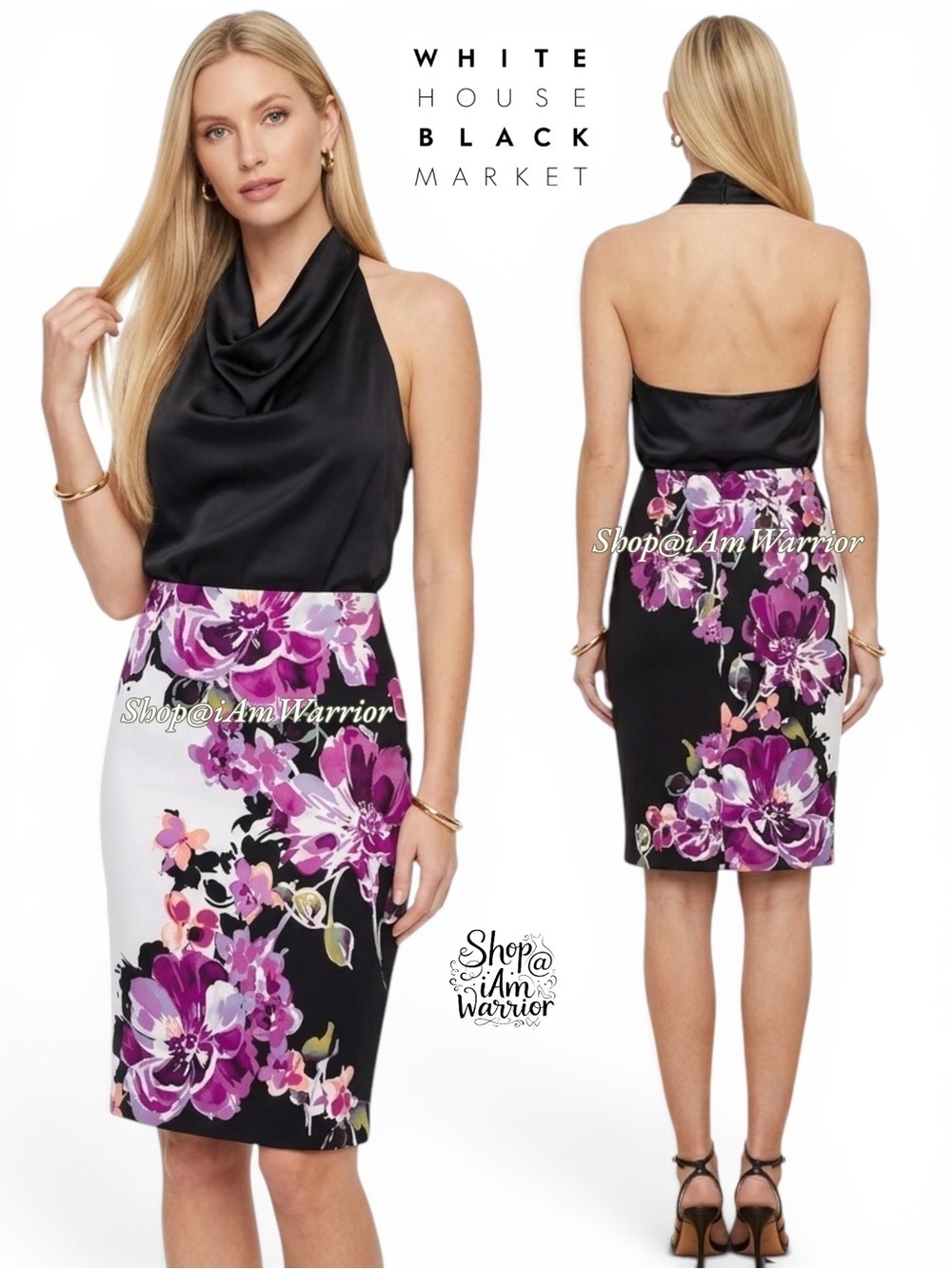 White House Black Market pink/purple floral pencil skirt *shop@iamwarrior